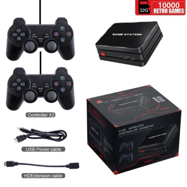 Konsolen M8 Plus 4K TV-Spielekonsole Videospielkonsole mit zwei Wireless-Controllern 10000+Spiele 64 GB Game Stick Box PS1 GBA Gamepad