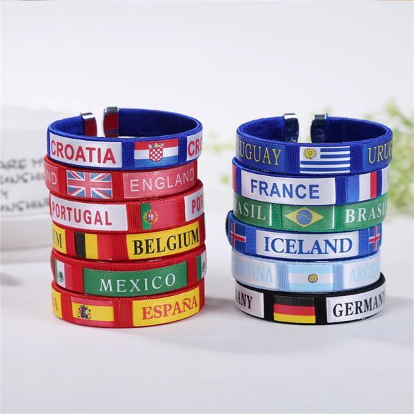 Bracciali 10100pcs uomini donne bandiera country braccialetto argentina brasiliano tedesco spagnolo bandiere nazionali di amicizia da braccialetto souvenir