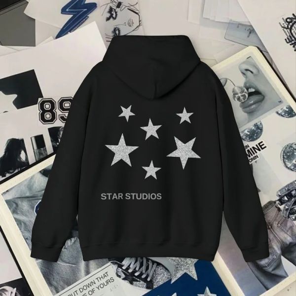 Sweatshirts y2k hoodies kadınlar harajuku hip hop mektubu yıldız grafik baskılı gevşek sweatshirt punk rock gotik kıyafetler üst sokak kıyafetleri emo kız