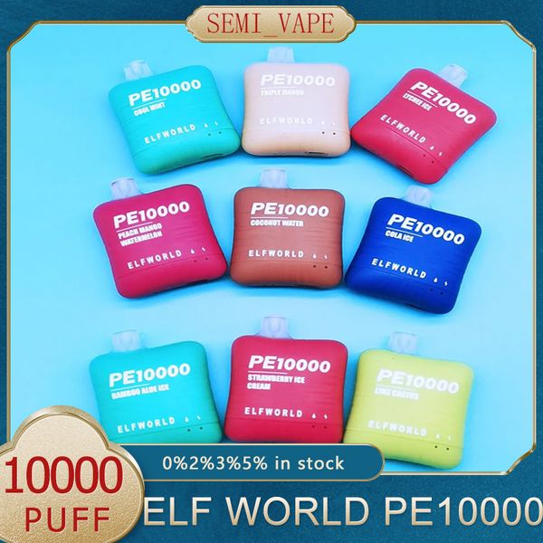 Original ELF WORLD PE 10000 Puffs Recarregáveis ​​Descartáveis E Cigarros Vape Pen Malha Bobina Com 500mAh Bateria 18ml Tanque Pré-cheio em estoque Elf 10000