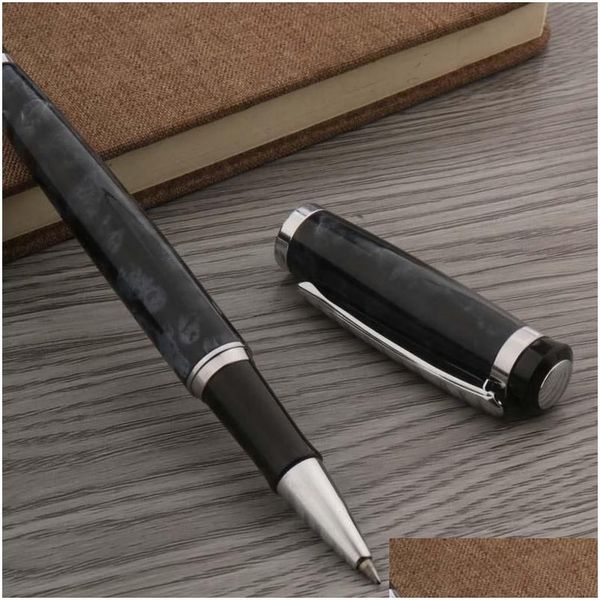 Canetas esferográficas atacado metal baoer 508 caneta esferográfica mármore preto cinza papelaria escritório material escolar escrita rollerball gota dh8ij