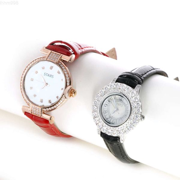 Damen-Armbanduhr mit Lünette, VVS-Moissanit-Diamantfassung, modische Quarzuhr mit Cvd-Diamant, im Labor gewachsen