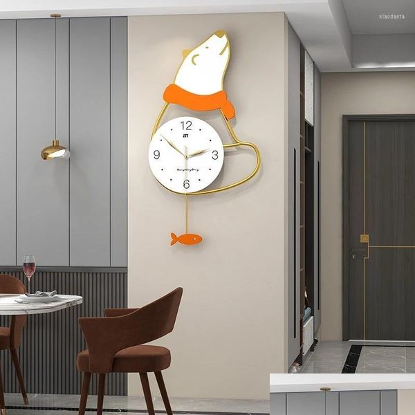 Wanduhren Große Uhr Metall Moderne Cartoon Uhren Mure Gold Clcoks Kinder Wohnzimmer Dekoration Geschenk Reloj de Pared Drop Lieferung DHG1B