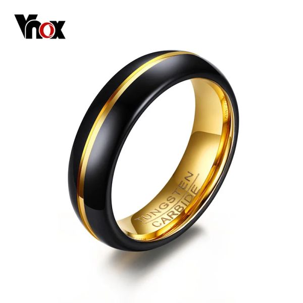 Vnox Herren-Ring, dünn, 6 mm, Schwarz, Wolframcarbid-Ringe für Männer, Hochzeit, Party, Schmuck