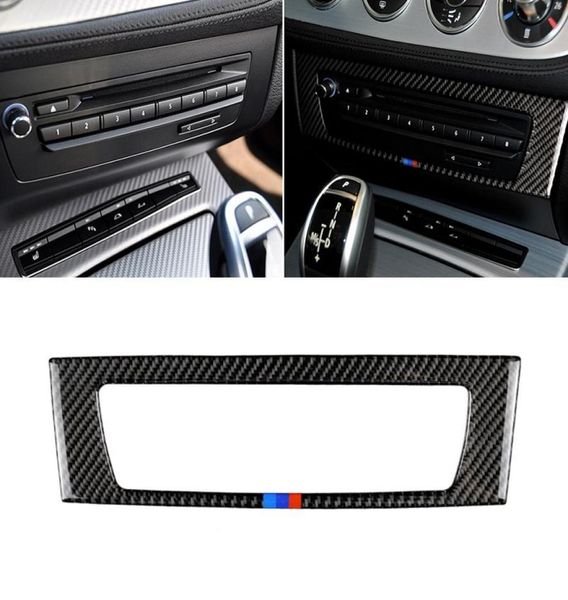 Adesivo decorativo a tre colori per pannello CD di controllo centrale in fibra di carbonio per BMW Z4 200920154278761