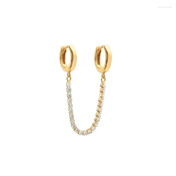 Orecchini pendenti dal design unico doppio multi piercing gioielli di moda color oro catena da tennis orecchino a goccia penzolante