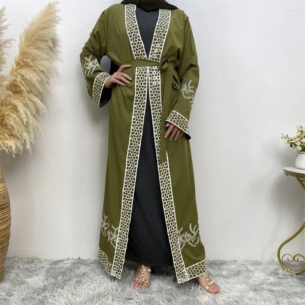 Roupas étnicas Muçulmanas Cardigan Robe Dubai Patchwork Lace Bordado Abaya Árabe Mulheres