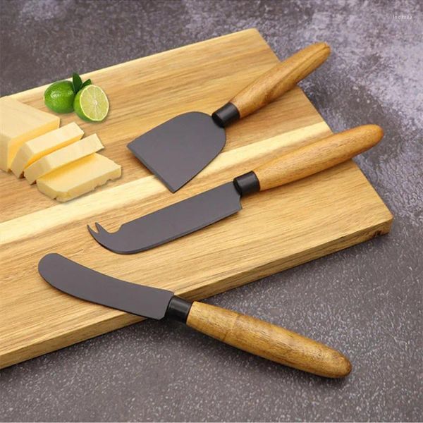 Messer, 3-teiliges Set, rostfreier Käse mit Holzgriff, perfekte Geschenke, Stahlhobel, Schneider, Spreizer, Gabel