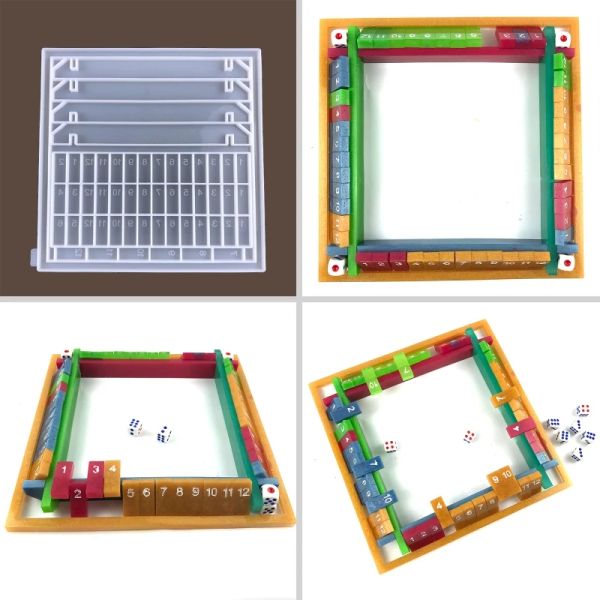 attrezzature Giochi di numeri Stampo in resina epossidica Giochi a scatola chiusa Giochi da tavolo digitali per bambini Stampo in silicone Strumento di fusione artigianale fai-da-te