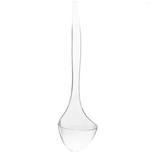 Set di stoviglie Cucchiaio da cucina trasparente con manico lungo Mestolo in plastica per cucchiaio da zuppa Mestoli domestici Cucchiai da portata