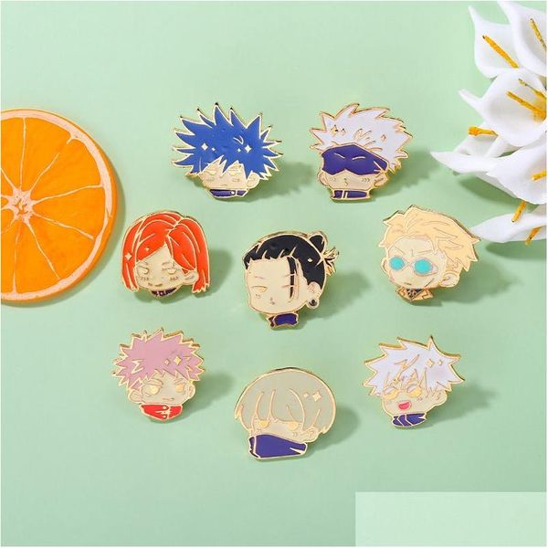 Schuhteile Zubehör Jujutsu Kaisen Chibi Emaille Pins Gojo Satoru Itadori Yuji Benutzerdefinierte Broschen Revers Abzeichen Cartoon Lustiger Schmuck Dhfpi