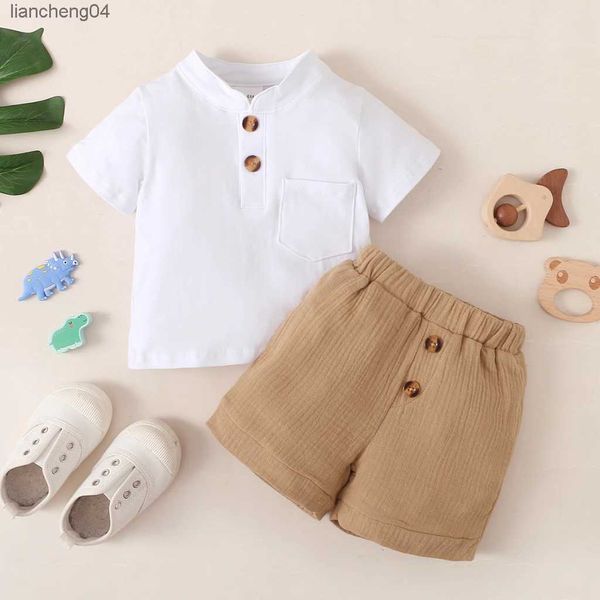 Kleidungssets, 2-teilig, für Kleinkinder, Jungen, Kleidungsset, weiß, kurze Ärmel, T-Shirt, Shorts, Sommer, Alltag, Freizeit-Outfit für Kleinkinder, Jungen, 3–24 Monate