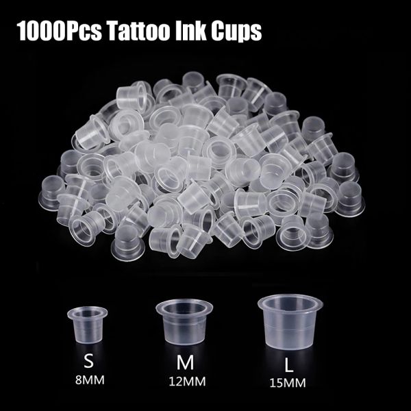 Bulloni da 1000 pezzi/lotto in plastica in plastica tatuaggio inchiostro tazza permanente porta inchiostro per inchiostro taps tazze di pigmento tatuaggi accessori