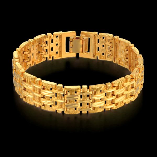Armbänder Herrenverbindungsarmband Dicke Goldkette Link Armbänder 20 cm Gold Farbe Chunky Mesh Armband für männlichen Schmuck