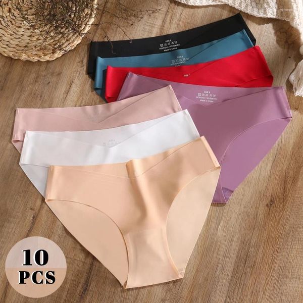 Mutandine da donna 10 pezzi Seta ghiaccio Donna Lotto di 10 unità Set di biancheria intima morbida Slip femminili Kit Pezzi Moda all'ingrosso