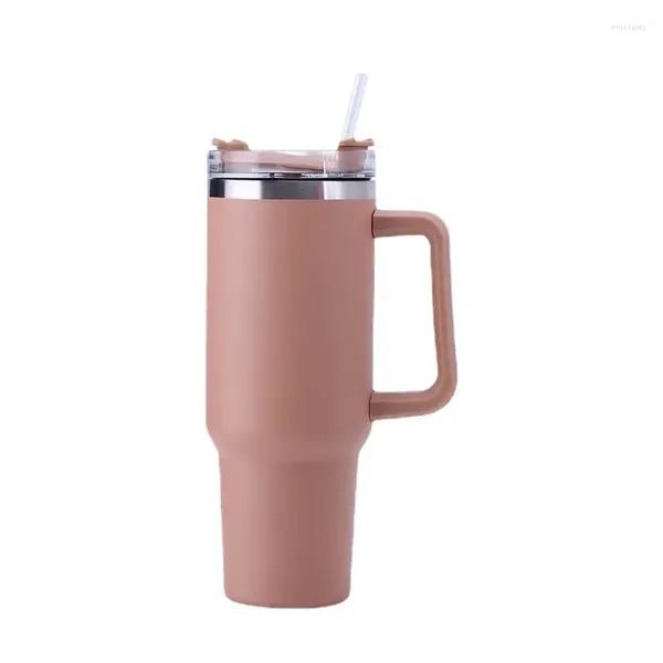 Bottiglie d'acqua Bicchiere isolato sotto vuoto in acciaio inossidabile 304 con coperchio e cannuccia per tè freddo o frullato di caffè Più 40 once