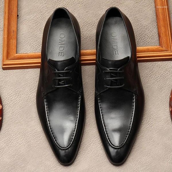 Kleidschuhe Italienischer Luxus Echtes Leder Herren 2024 Frühling Designer Spitzschuh Elegant Schwarz Klassische Hochzeit Sozialer Mann