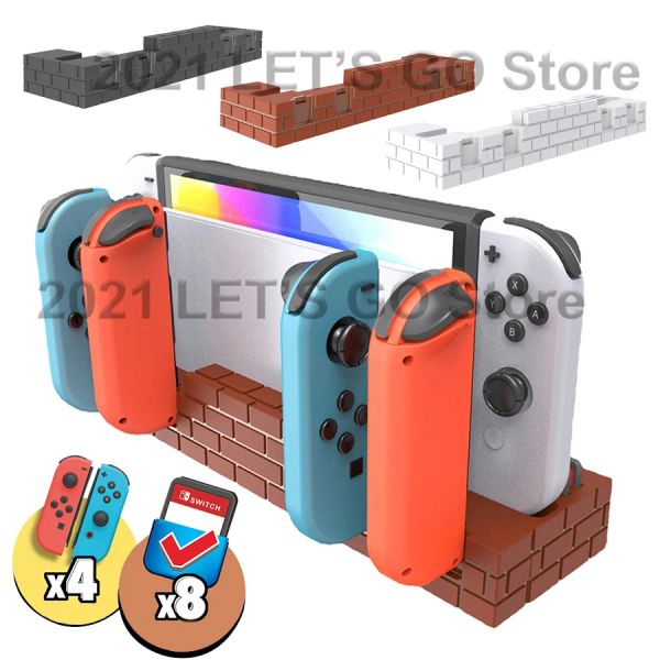 Supporti Nintend Switch / OLED Brick Shape 4 Joycon Caricabatterie Dock Station di ricarica 8 slot per Nintendo Switch Joycon Accessori