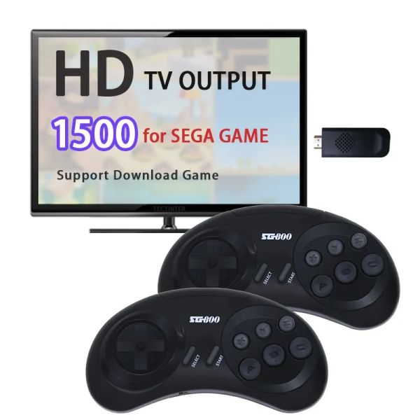 Spieler 16 Bit MD Wireless-Spielekonsole für Sega Genesis Game Stick HDMI-kompatibel 1500+ Retro-Spiele für Sega Genesis Mini/Mega Drive