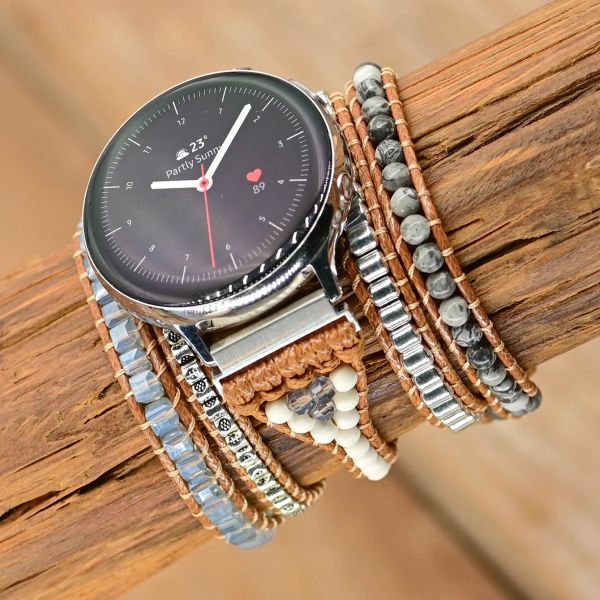 Браслеты восковая веревка ремешок для часов Bohe натуральный камень ручной вязки Шарм Samsung ремешок для часов ювелирные изделия Прямая поставка оптовая продажа