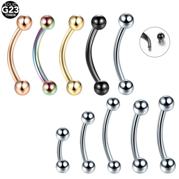 Schmuck 20 Stück Titan-Augenbrauenringe, Kugelauge, Zungenringe, Piercings, gebogene Langhantel, Lippe, Labret-Ohrring, Tragus-Piercing, Körperschmuck