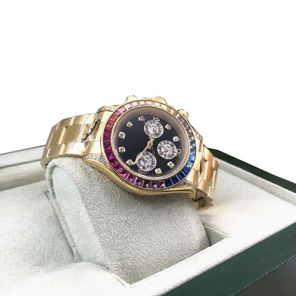 2021 Romanzo acciaio qualità colore umore 40mm orologi da uomo meccanico in acciaio inossidabile 316L movimento automatico orologi da polso con diamanti in oro328s