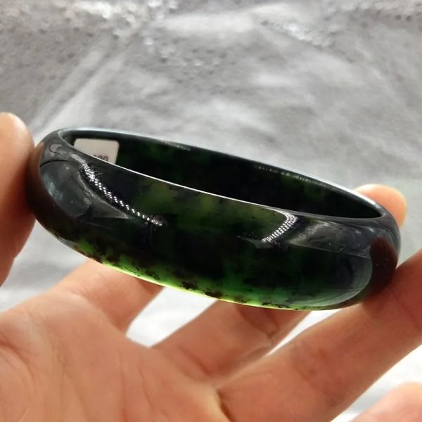 Armreifen chinesische natürliche schwarze Jade mit Handgeschnürung Jade Armband Mode Schmuck Männer und Frauen Stil Olivgrün Hotan Jade Armband
