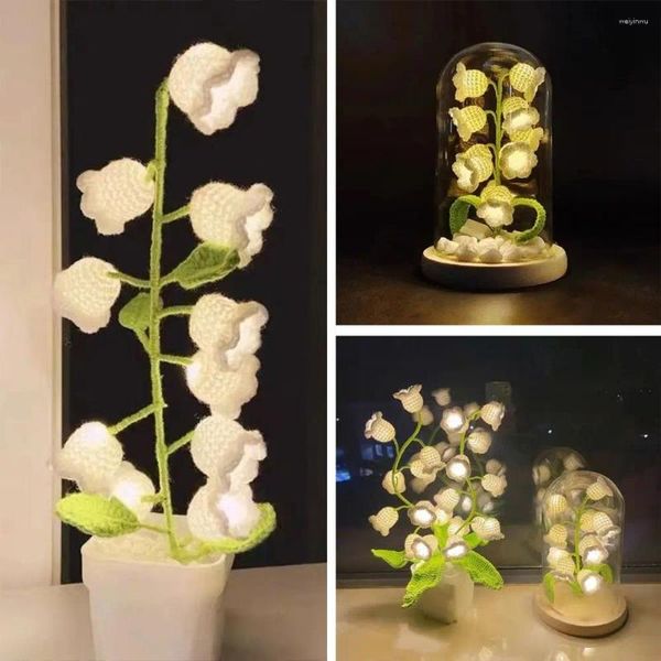 Luzes da noite artesanal presentes criativos dia dos namorados presente decoração do quarto tecelagem lâmpada floral diy material pequena luz sino orquídea