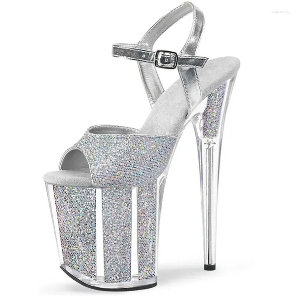 Sandálias sexy cristal 20cm super pólo sapatos de dança alta stripper plataforma de salto 8 polegadas modelo mostrar passarela casamento boate