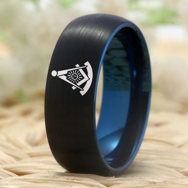 Bands Tungsten Past Master Mason Comfort Fit Ring 8mm Men's Tungsten Carbide Ring Free Mason Wedding Ring Anniversary Gift Rings