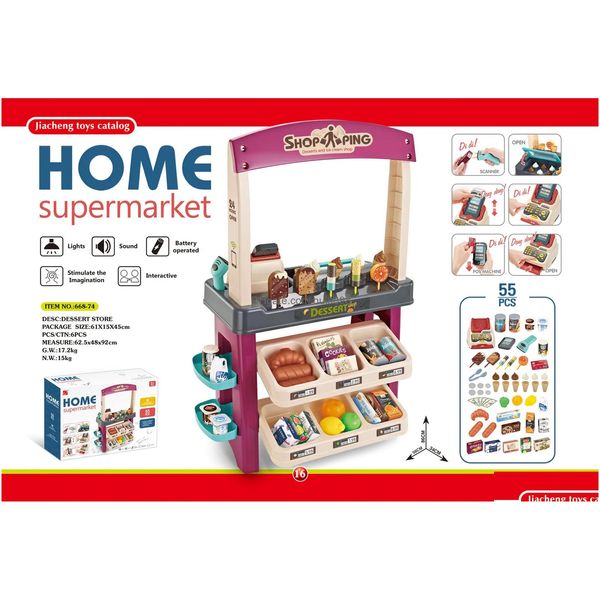 Küchen Spielen Lebensmittel Große Simulation Supermarkt MTI Funktion Shop Anzug Mini Warenkorb Registrierkasse Kinder Pretend Spielzeug Geschenk Drop Delive Dhjrp