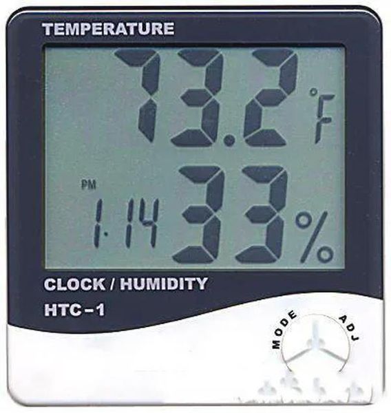 Atacado digital lcd temperatura higrômetro relógio medidor de umidade termômetro com relógio calendário alarme htc1 100 peças até zz