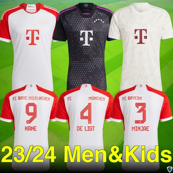 23 24 B Munich Soccer Jerseys-Kane, de Ligt, Min-jae, Mudryk, Sane, Musiala Editions.Premium para fãs - casa, fora, terceiros kits, coleção infantil.Nome personalizado de vários tamanhos