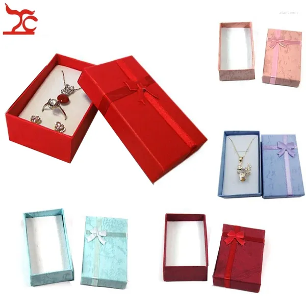 Schmuckbeutel 24 Stück Mix Farbe Geschenkbox Ohrring Organizer Aufbewahrung Anhänger Papier Paket Ring 8 5 2,5 cm