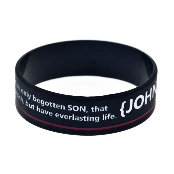 Armbänder 25 Stück John 3 16 Silikonkautschuk-Armband 1 Zoll breiter Armreif für Religion Glaube