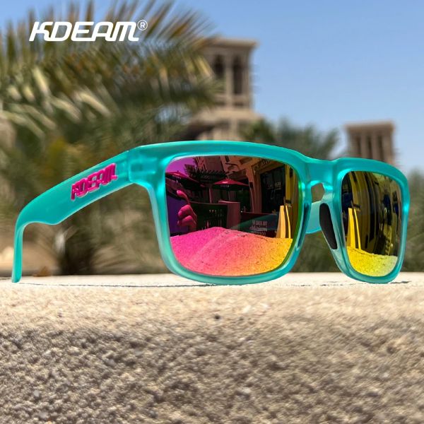 Brillen Marke KDEAM Polarisierte Sonnenbrille Quadratischer Rahmen UV400 Sonnenbrille 31 Farben Verspiegelte Linse Outdoor Sport Brillen Radfahren Party