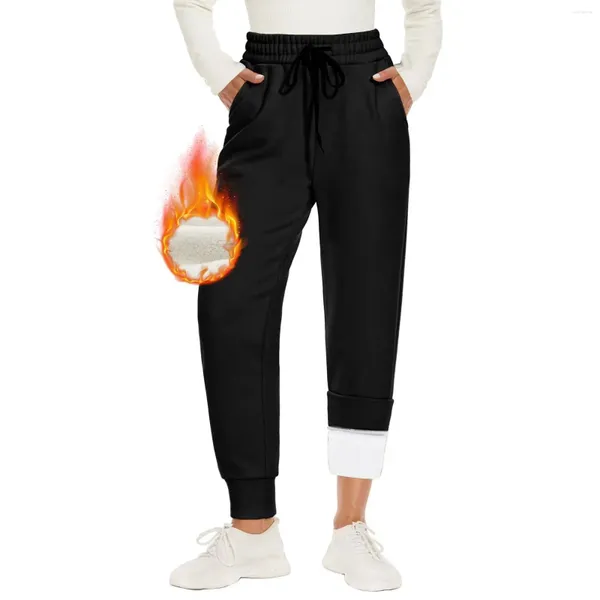 Calças femininas Mulheres Jogging Bottoms Forrado Inverno Fleece Calças Espessadas Térmica Confortável Sweatpants para On Casual