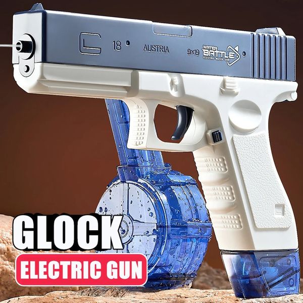 Elektrische Glock Wasserpistole Spielzeug Tragbare Wasserpistolen Automatische Wasserspritzpistole Spielzeug Elektrische Burst Wasserpistole Kinder Outdoor Wasserspielzeug 240220