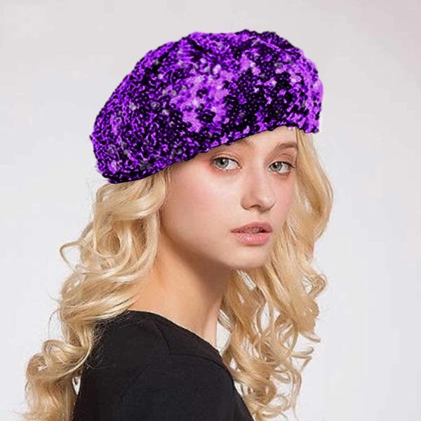 Berets Hirigin Ladies Girls French 70er Kostüm Party Tanz Disco Central Chic Schwarz Silver rotes Gold Pink Peinard Sewuins Hut Beret Buard