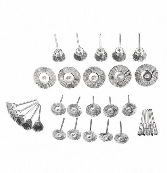 30 pzset Set di spazzole metalliche in acciaio inossidabile Pulitore Spazzole per lucidatura Ruota a tazza per utensile rotante Dremel sN494683209