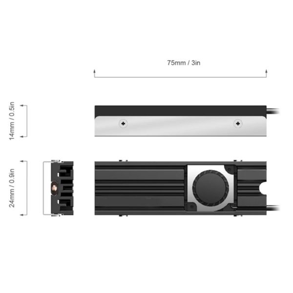 Boxs M.2 2280 SSD-Kühlkörperkühler mit 4-Pin-PWM-Lüfter für 80-mm-PCIe-NVMe- oder SATA-M2-SSD-interne Laufwerkskühlung