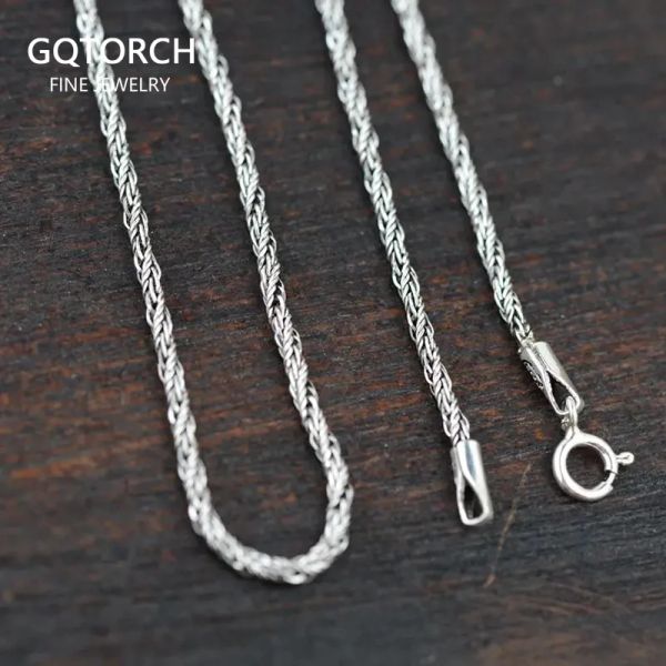 Halsketten Vintage 925 Sterling Silber Halskette Kette für Frauen und Männer Hanfseil geflochtener Typ feiner Schmuck