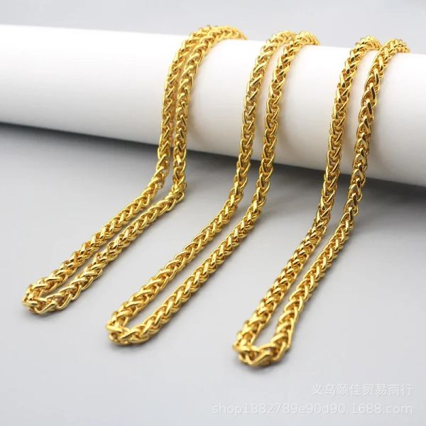 Halsketten Halskette männlich dominant vergoldet 100 % echtes Gold 24 Karat 999 Goldkette übertriebenes Artefakt Doppelknopf Fried Dough Twists Pure 18