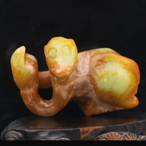 Anhänger Altes China Natural Jade Handgefertigte Statue -Affen Anhänger #10