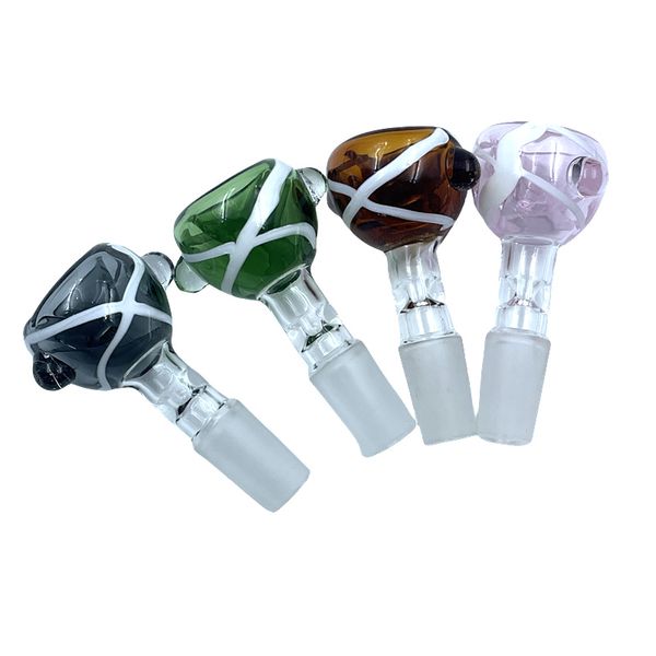 2024 Narghilè Fumatori Ciotola di vetro colorato 14mm 18mm Ciotole maschili Pezzo Imbuto Giunto Tubo per unghie per Dab Rig Bong