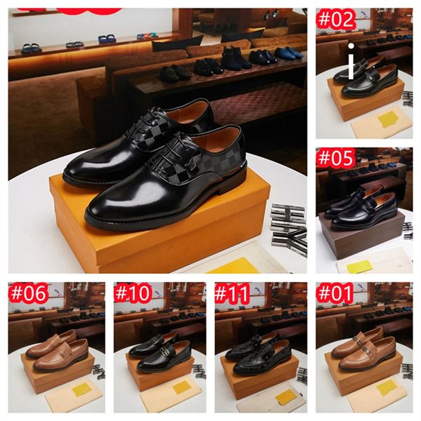 40Model Fashion Business Goodyear Welted Sapatos Homens Lazer Brogue Wingtip Sapatos de couro resistentes ao desgaste e antiderrapante Sola Designer Dress Sapatos de couro Plus Size 38-47