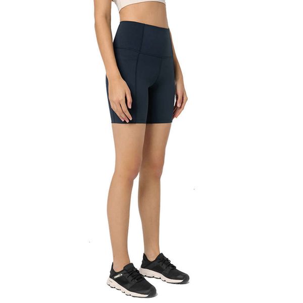 L-178 женские шорты для йоги с высокой талией, уличные женские карманы, обтягивающие бедра, брюки для бега, фитнеса, леггинсы, натуральный цвет, брюки из спандекса