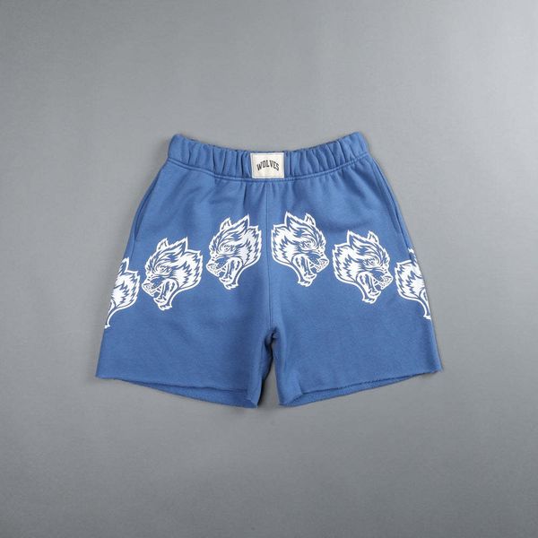 Herren Shorts Designer Einfache und lockere Wolfskopf bedruckte Pelzkante lässige Sommersporthose Fitnessshorts SYZU