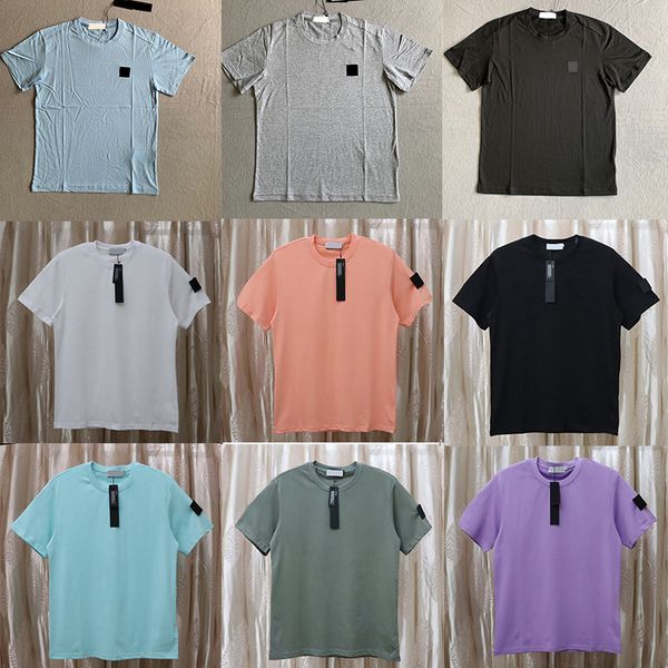 Topstoney Marka Tasarımcısı Mens Tshirts Klasik Temel İşlemeli Rozet Gevşek Pamuk Pamuk Küçük Yuvarlak Boyun Adası T Shirt