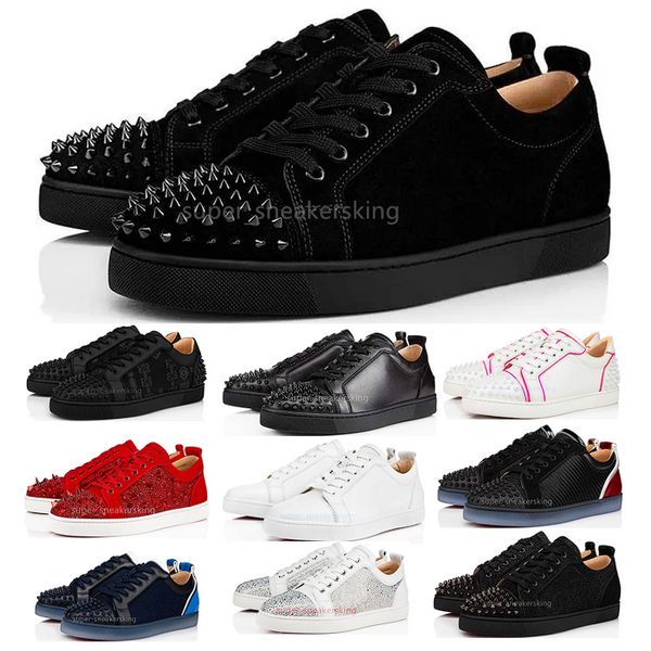 2024 Дизайнерская обувь Red Bottoms Loafers заклепок с низкой изучением кроссовки Mens Women Fashion Fashion Red Bottoms Trainers с размером коробки 35-47